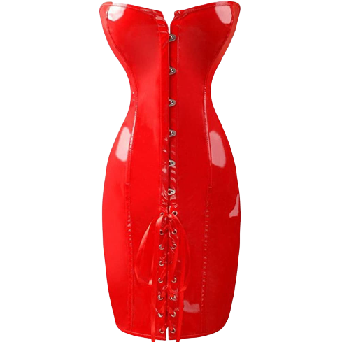 Red Faux Leather Corset Dress